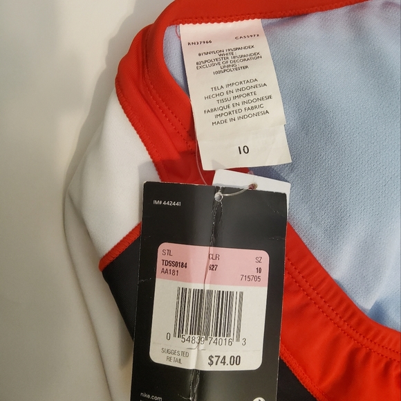NWT! Nike Black/White/Red One Piece Swimsuit Size 10 - Picture 5 of 6